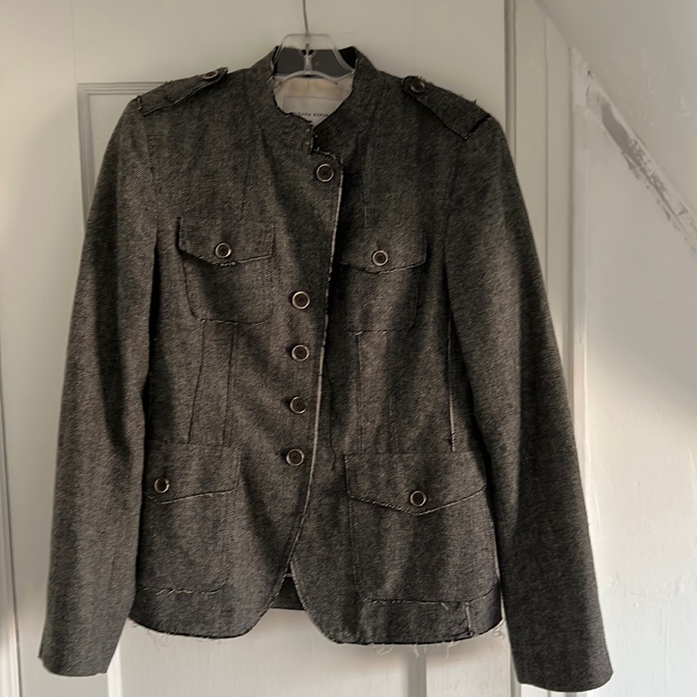 Black & white tweed military jacket